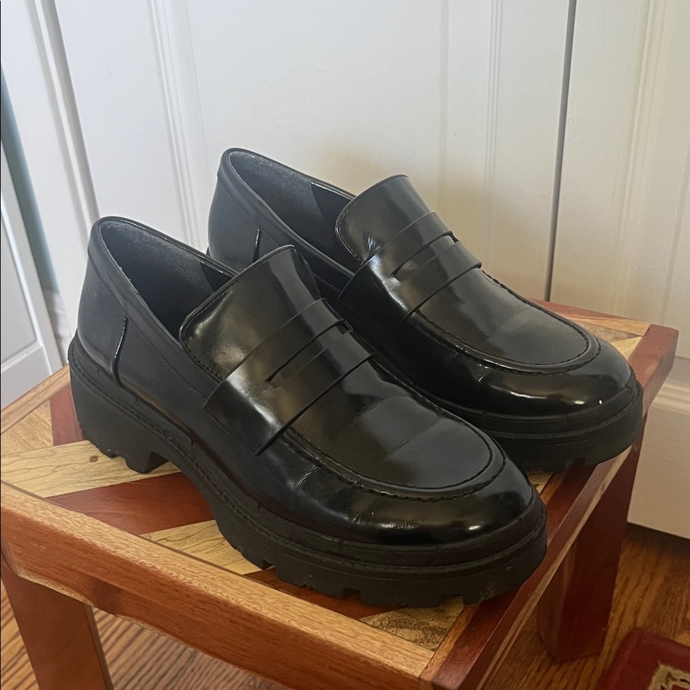 Zara Glossy Black Loafers